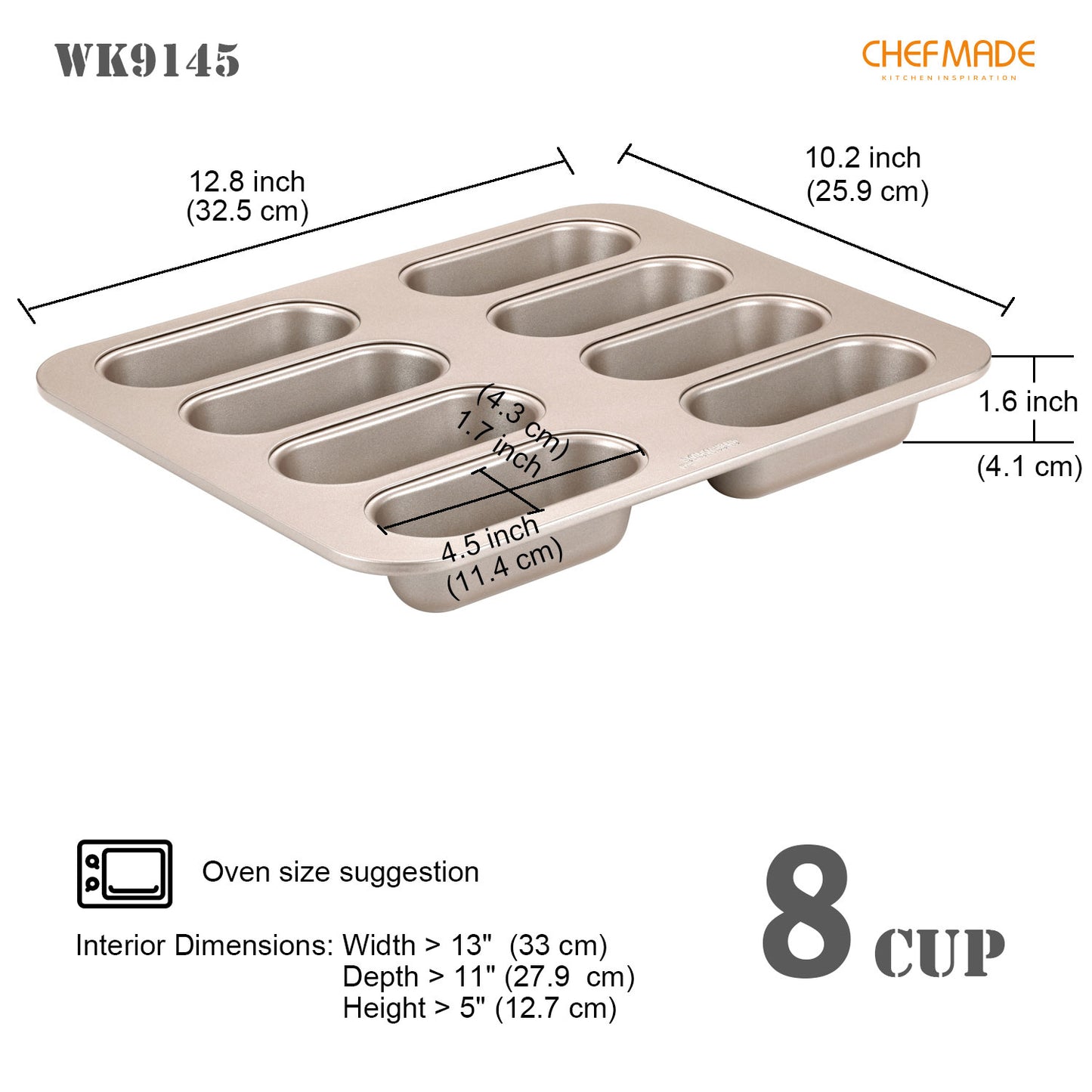 Twinkie Cake Pan Hotdog-Shaped 8 Well