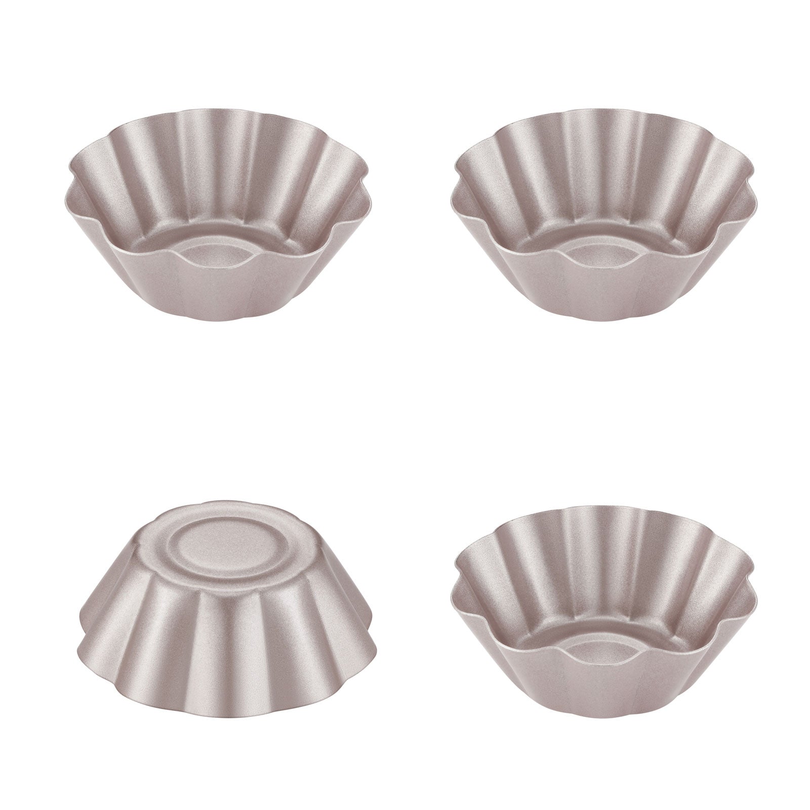 CHEFMADE Mini Bundt Pan Set, 4-Inch 4Pcs Non-Stick Tube Pan Kugelhopf Mold  for Oven and Instant Pot Baking (Champagne Gold) 