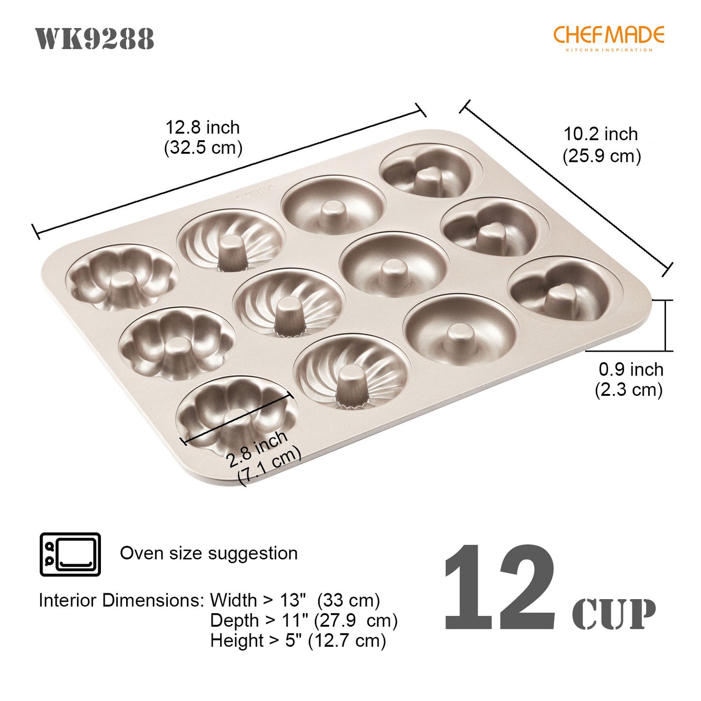 Donut Cake Pan Fancy-Shaped 12 Well