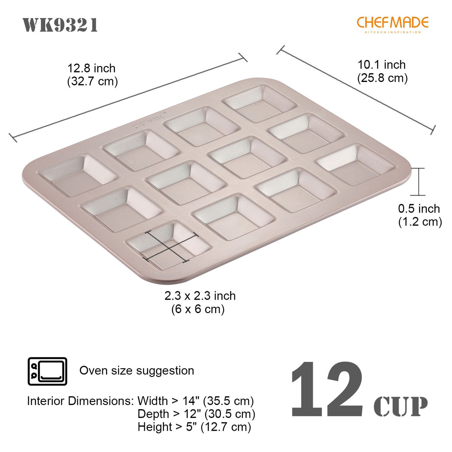 Financier Cake Pan Square 12 Well