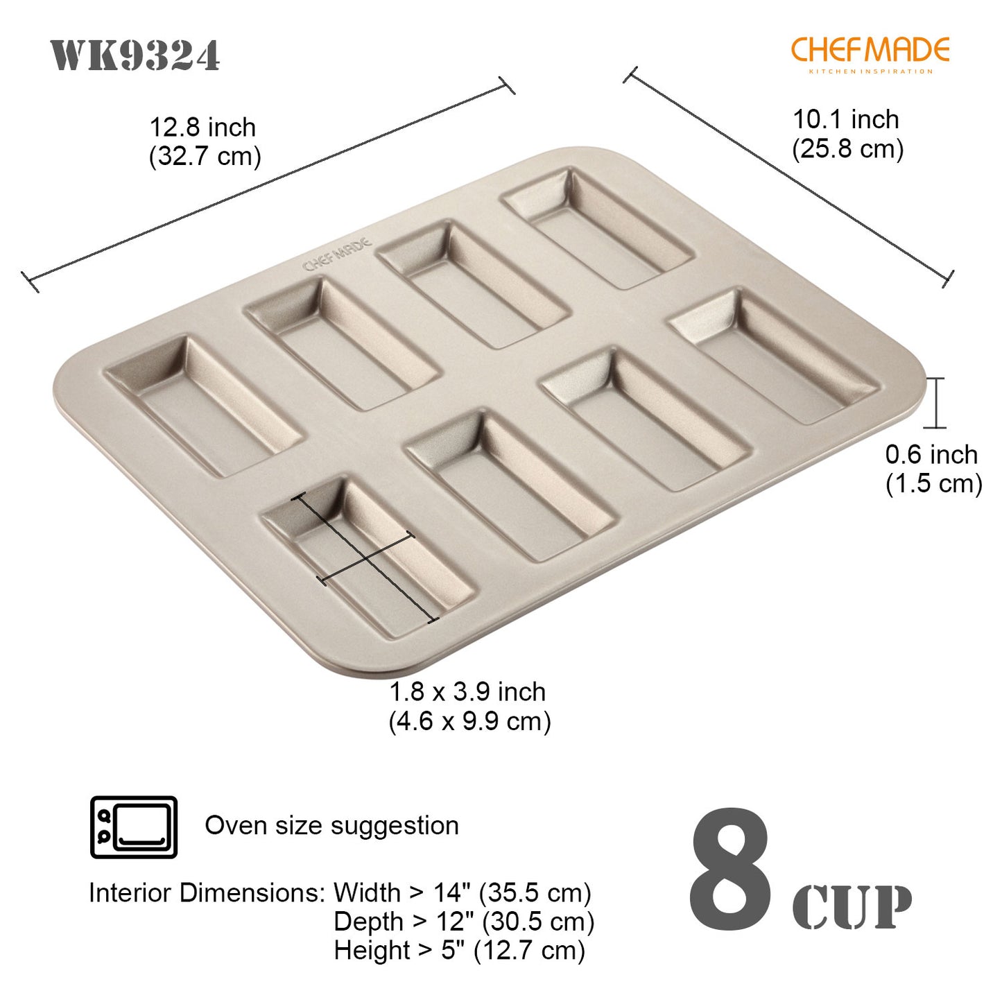 Financier Cake Pan Rectangle 8 Well