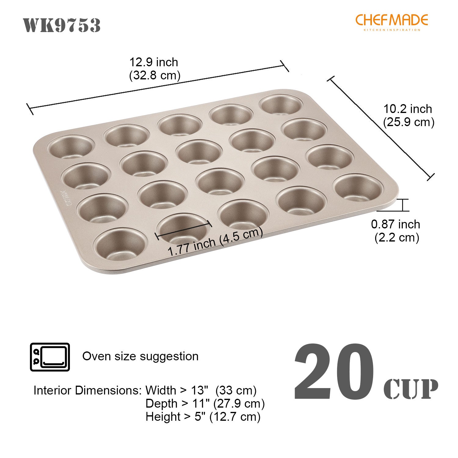 Muffin Pan Mini 20 Well - CHEFMADE official store