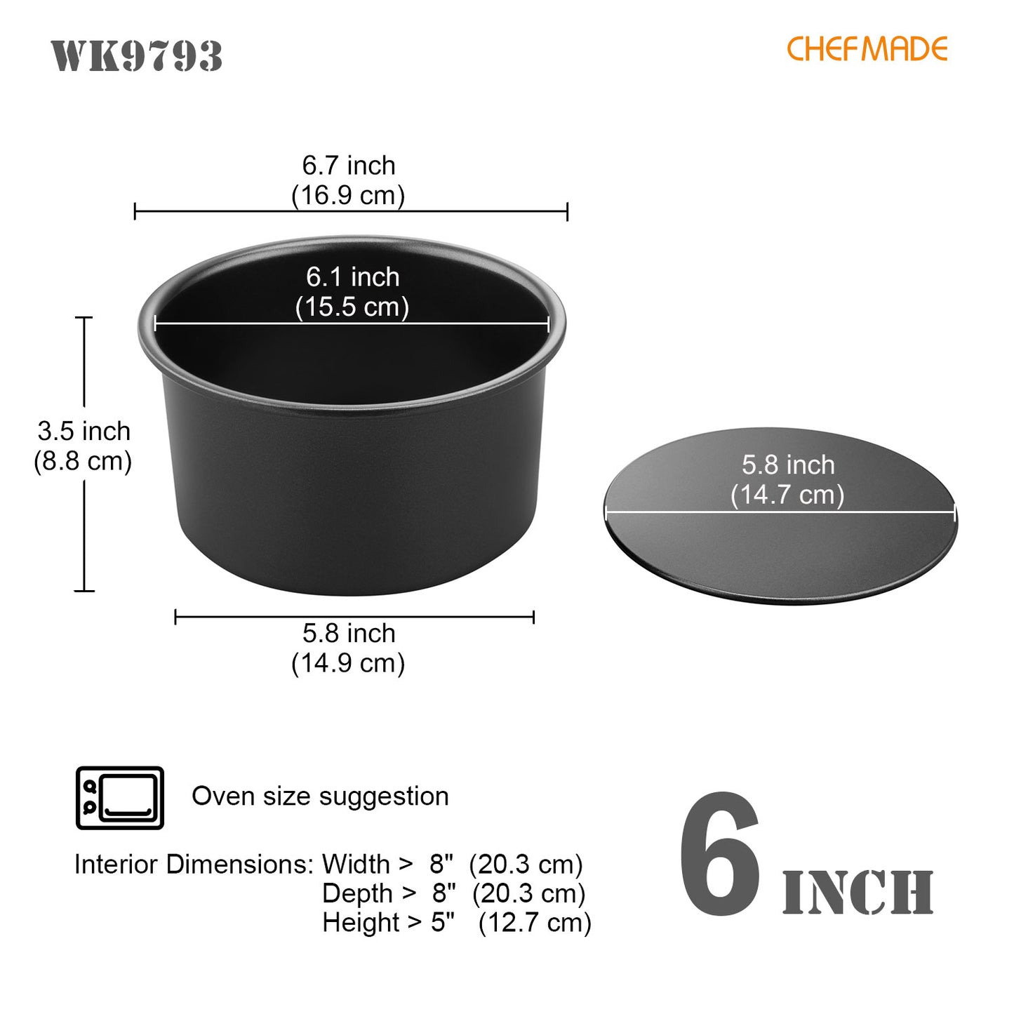 6" Round Cake Pan with Removable Bottom (Black)