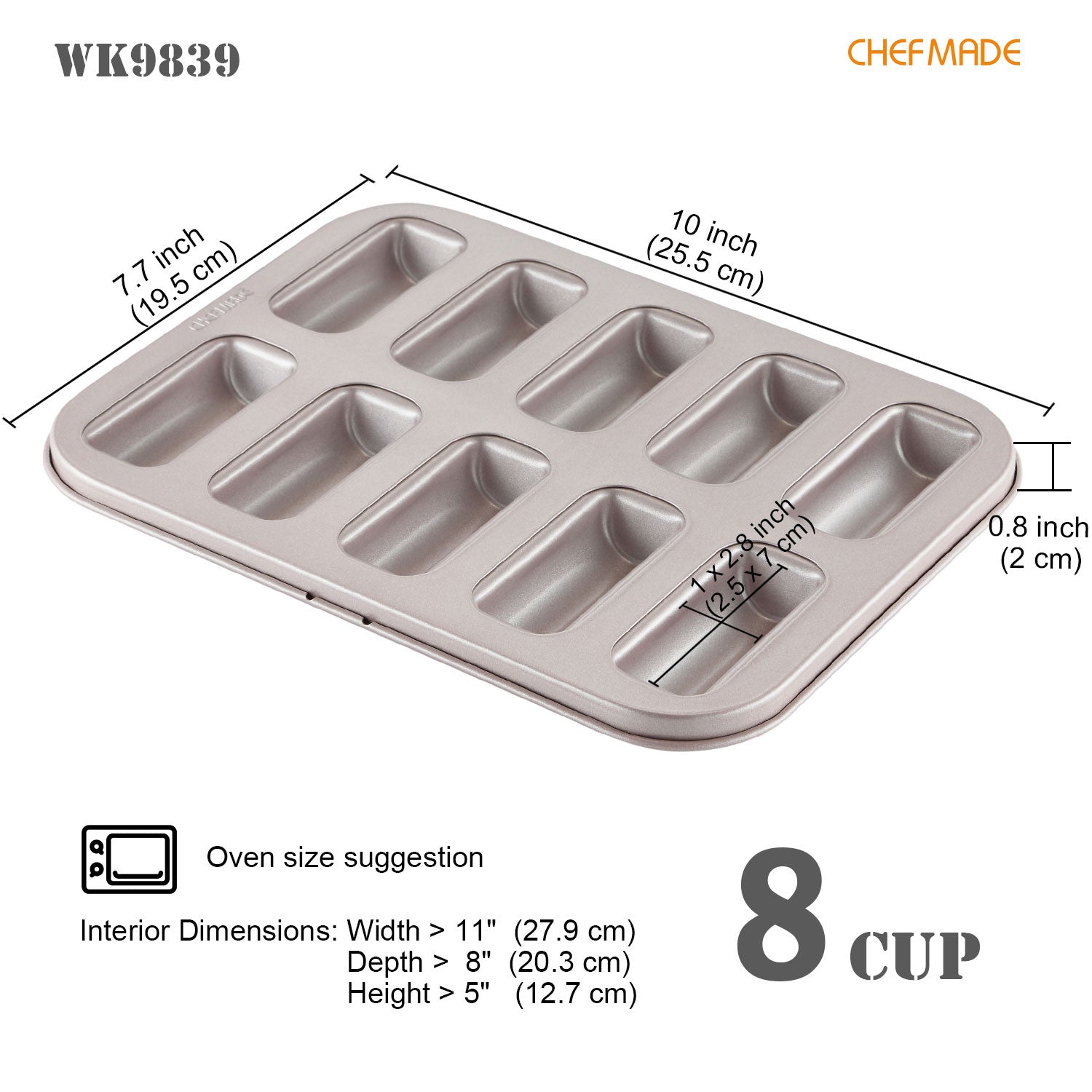 Financier Cake Pan 10 Well - CHEFMADE official store