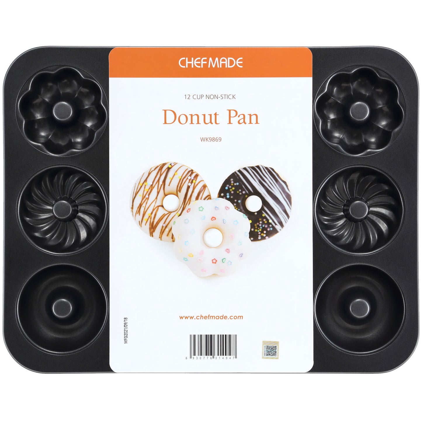 Donut Cake Pan Fancy-Shaped 12 Well (Black)