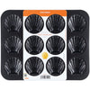 Madeline Cake Pan Scallop-Shaped 12 Well (Black)