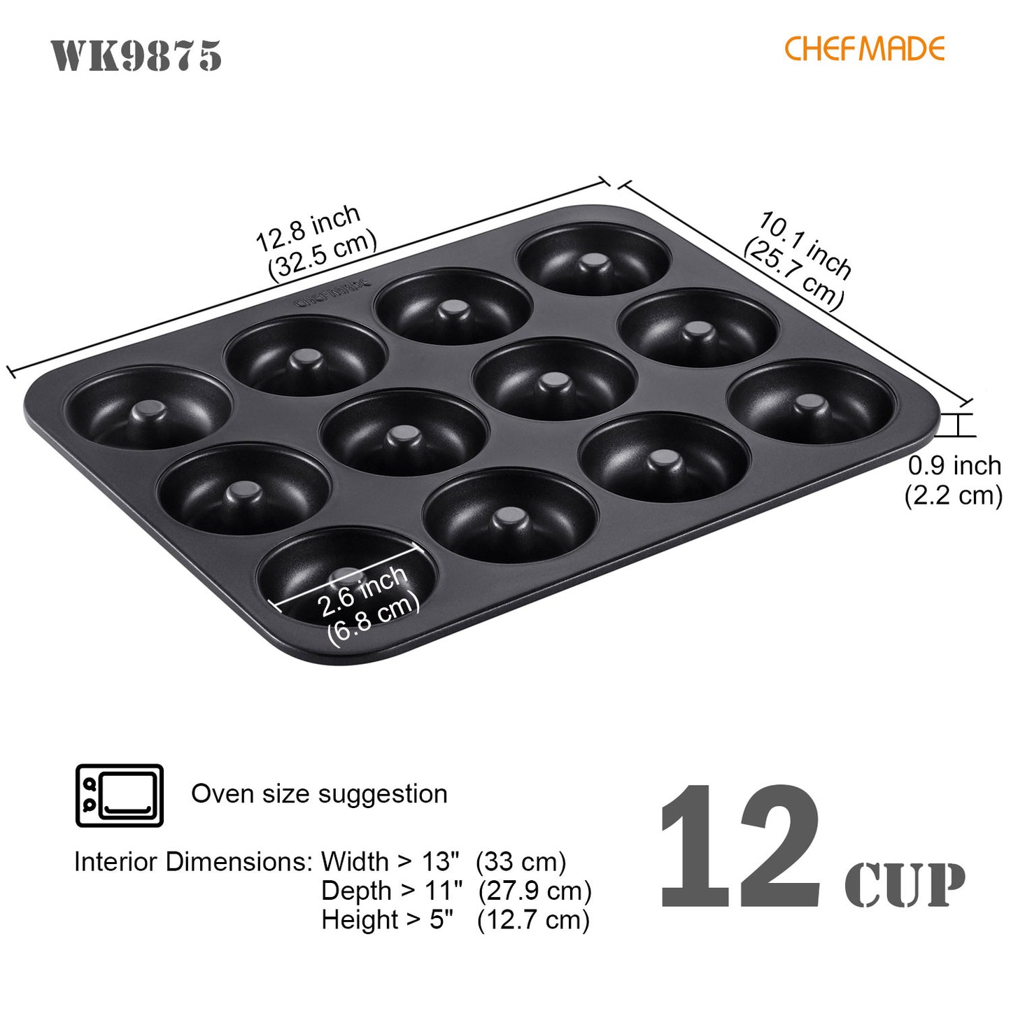 Donut Cake Pan 12 Well 2Pcs (Black)