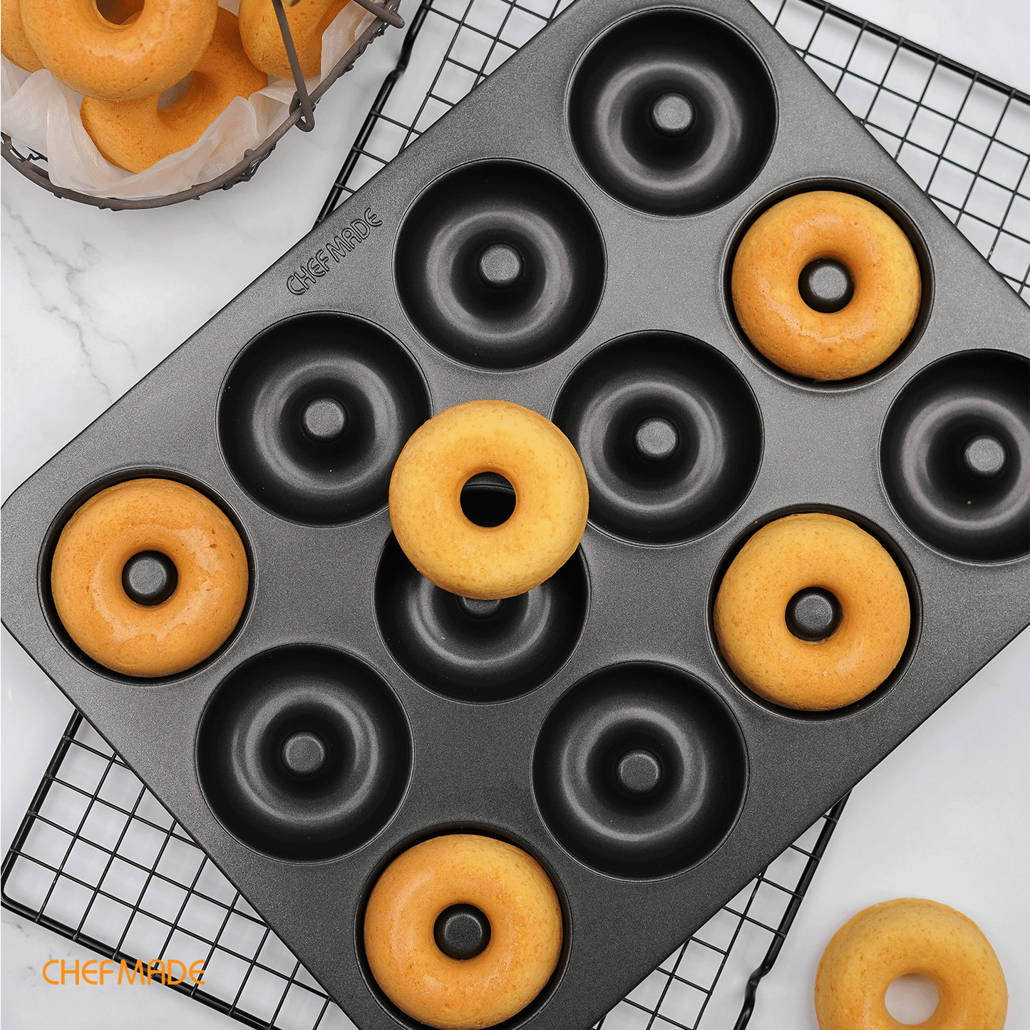 Donut Cake Pan 12 Well 2Pcs (Black)